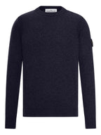 Stone Island Pull Col Rond Bleu Marine