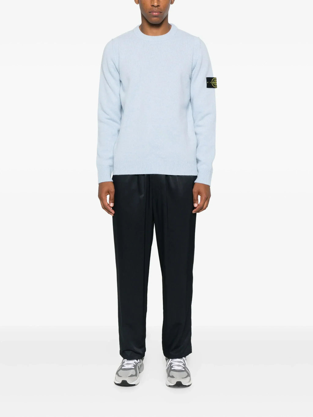 Stone Island Pull Col Rond Bleu