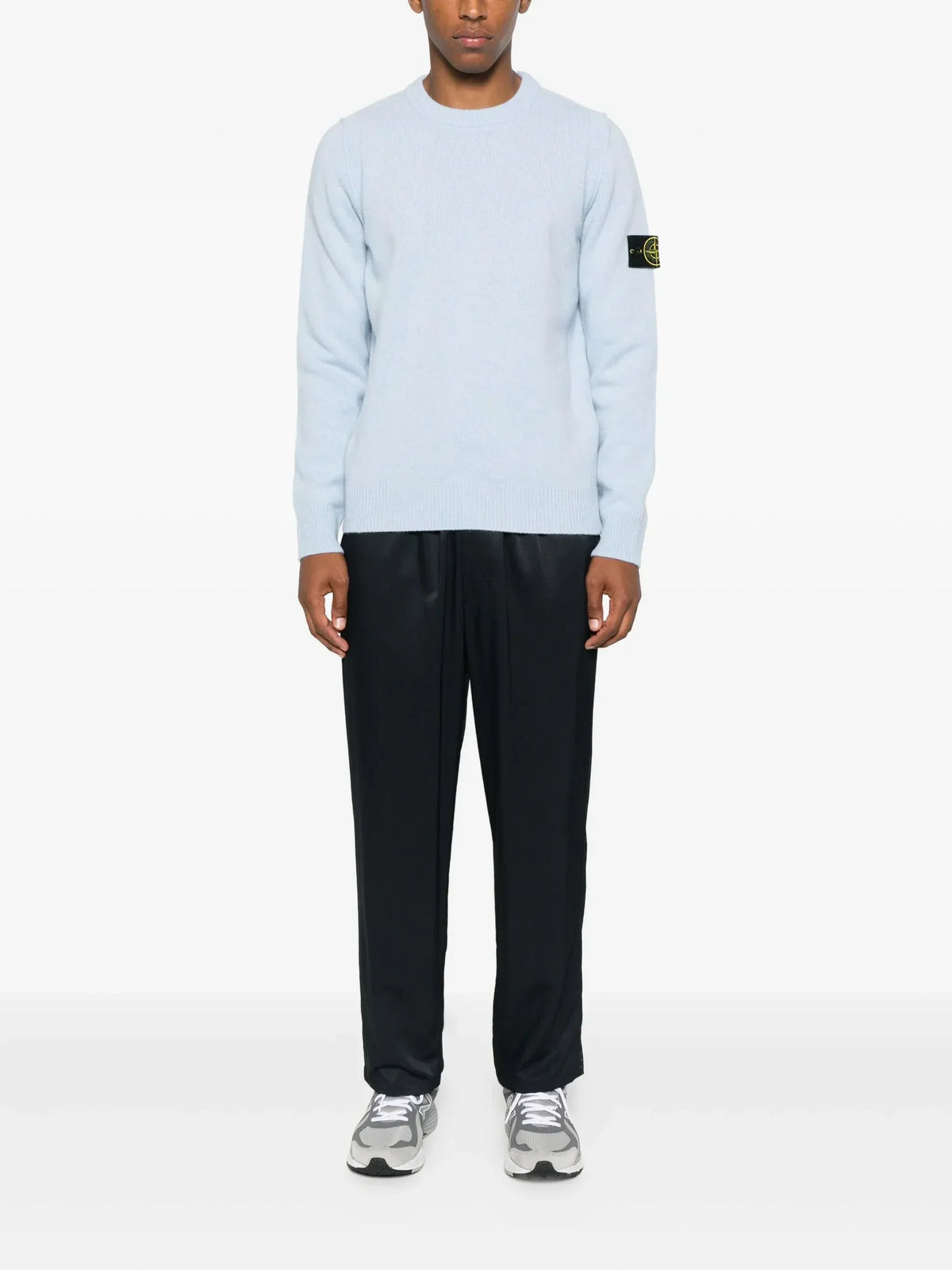 Stone Island Pull Col Rond Bleu