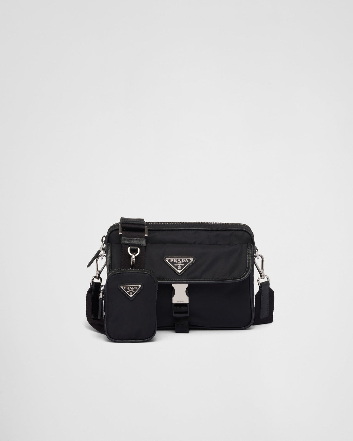 Sac porté épaule en Re-Nylon et cuir Saffiano