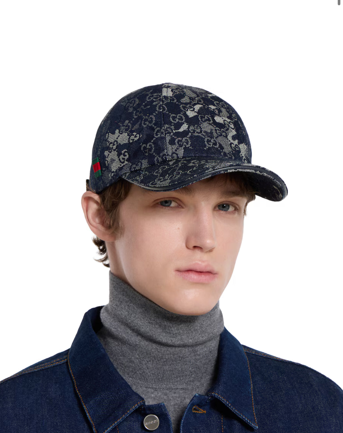 Casquette en denim GG avec détail bande Web
