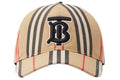 Casquette de baseball coton carreaux traditionnels monogramme beige
