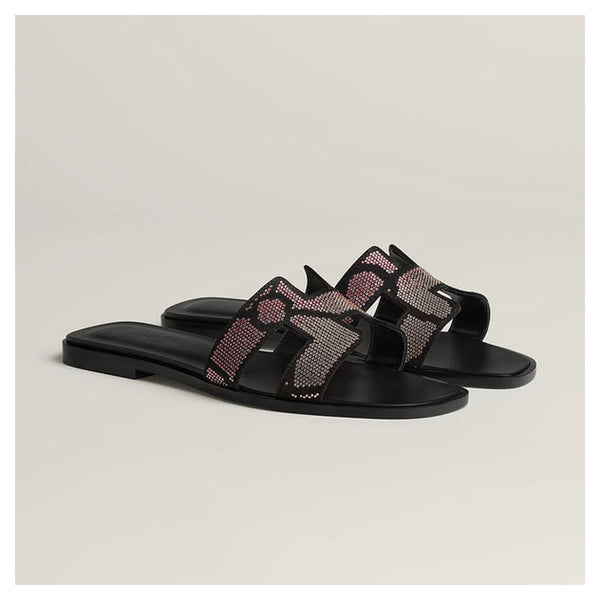 SANDALES ORAN NOIR ET ROSE