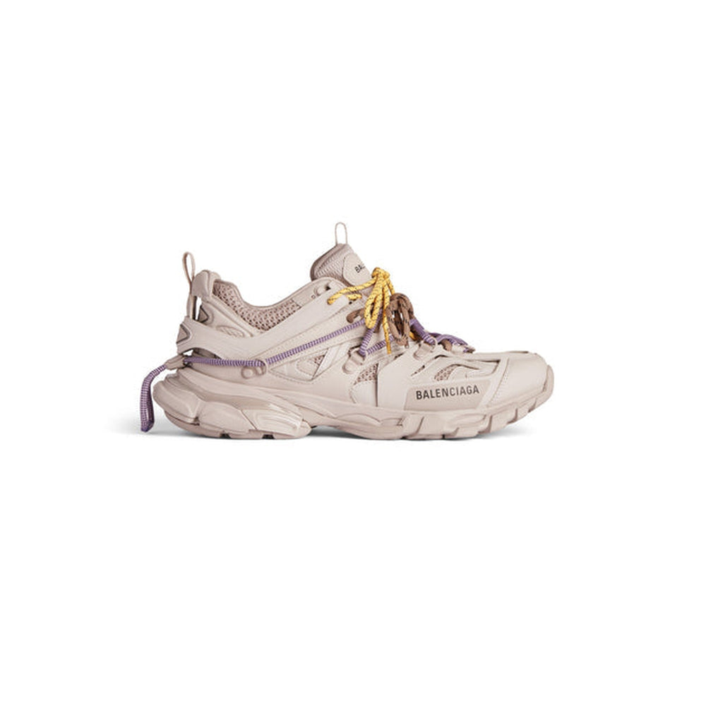 BALANCIAGA TRACK TAUPE AVEC LACES JAUNE ET VIOLETTE
