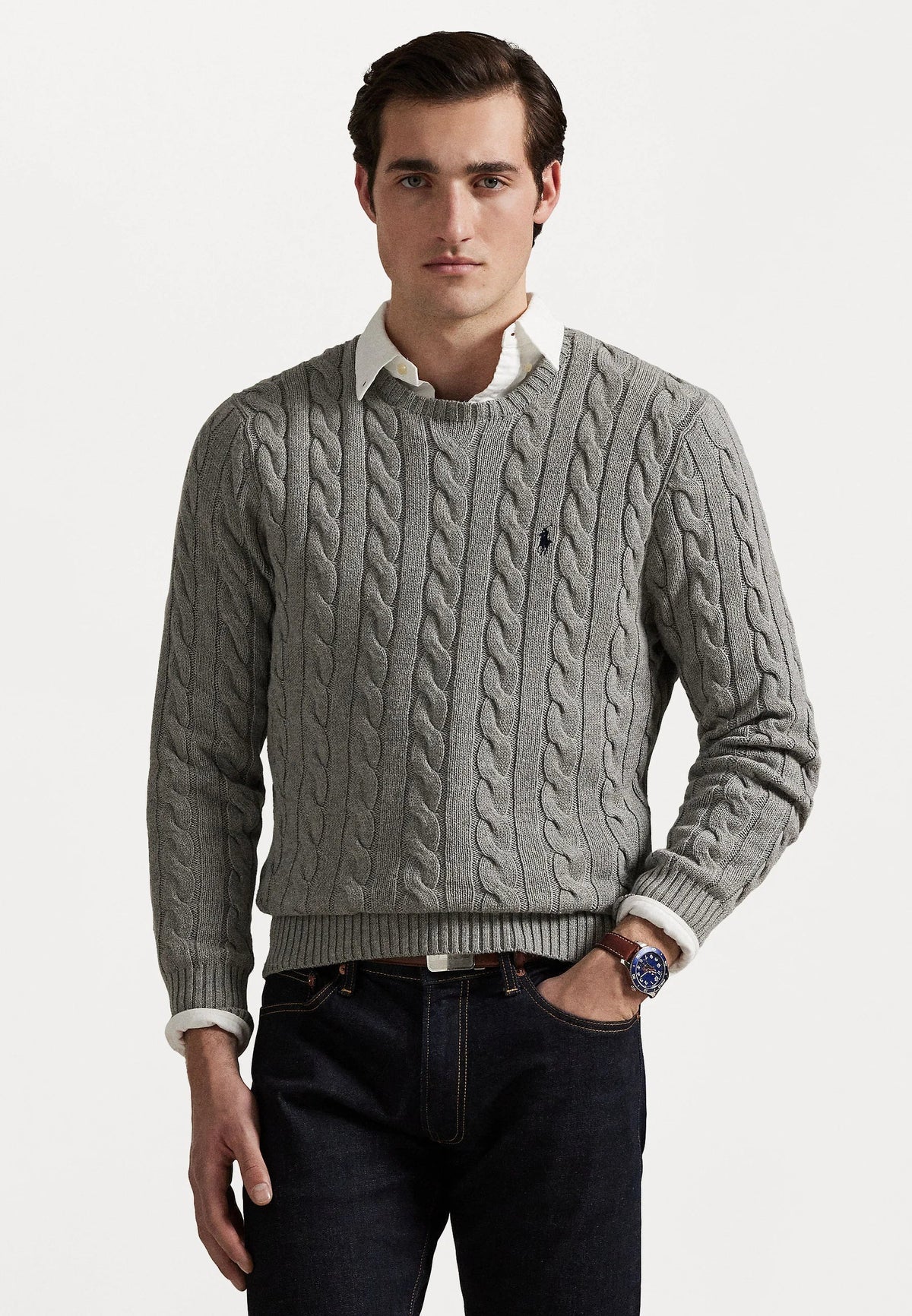 Pull Ralph Lauren En Laine Gris