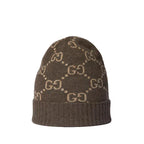 Bonnet Et Écharpe en jacquard de cachemire GG en Marron